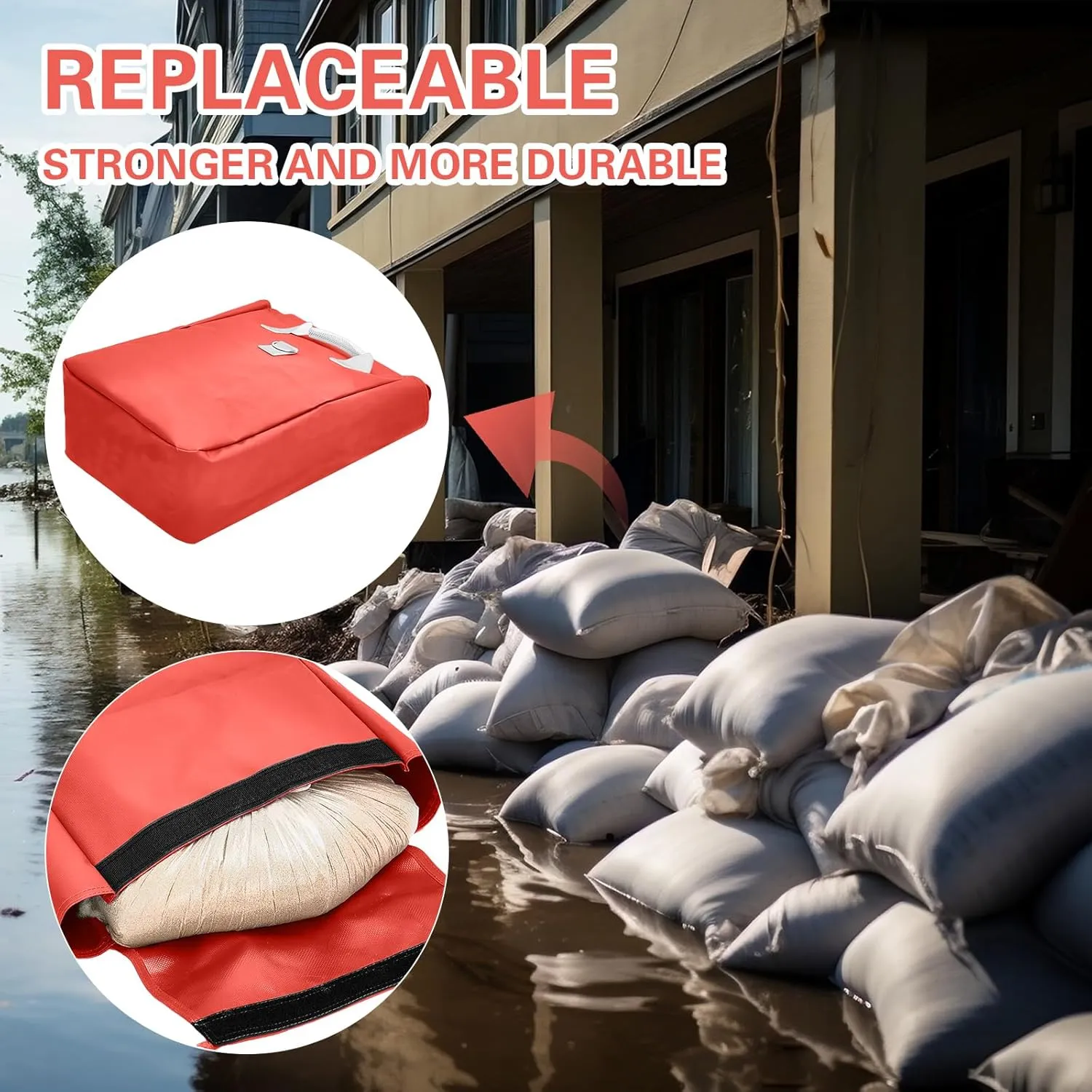 4 Pcs Vinyl Sand Bags for Bounce House Inflatable Water Bounce House Sand Bag to Support and Anchor Inflatables Tents Water Slides Canopies, Only Put Sand, Not Stones(17 x 12 Inch, Red)