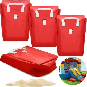 4 Pcs Vinyl Sand Bags for Bounce House Inflatable Water Bounce House Sand Bag to Support and Anchor Inflatables Tents Water Slides Canopies, Only Put Sand, Not Stones(17 x 12 Inch, Red)