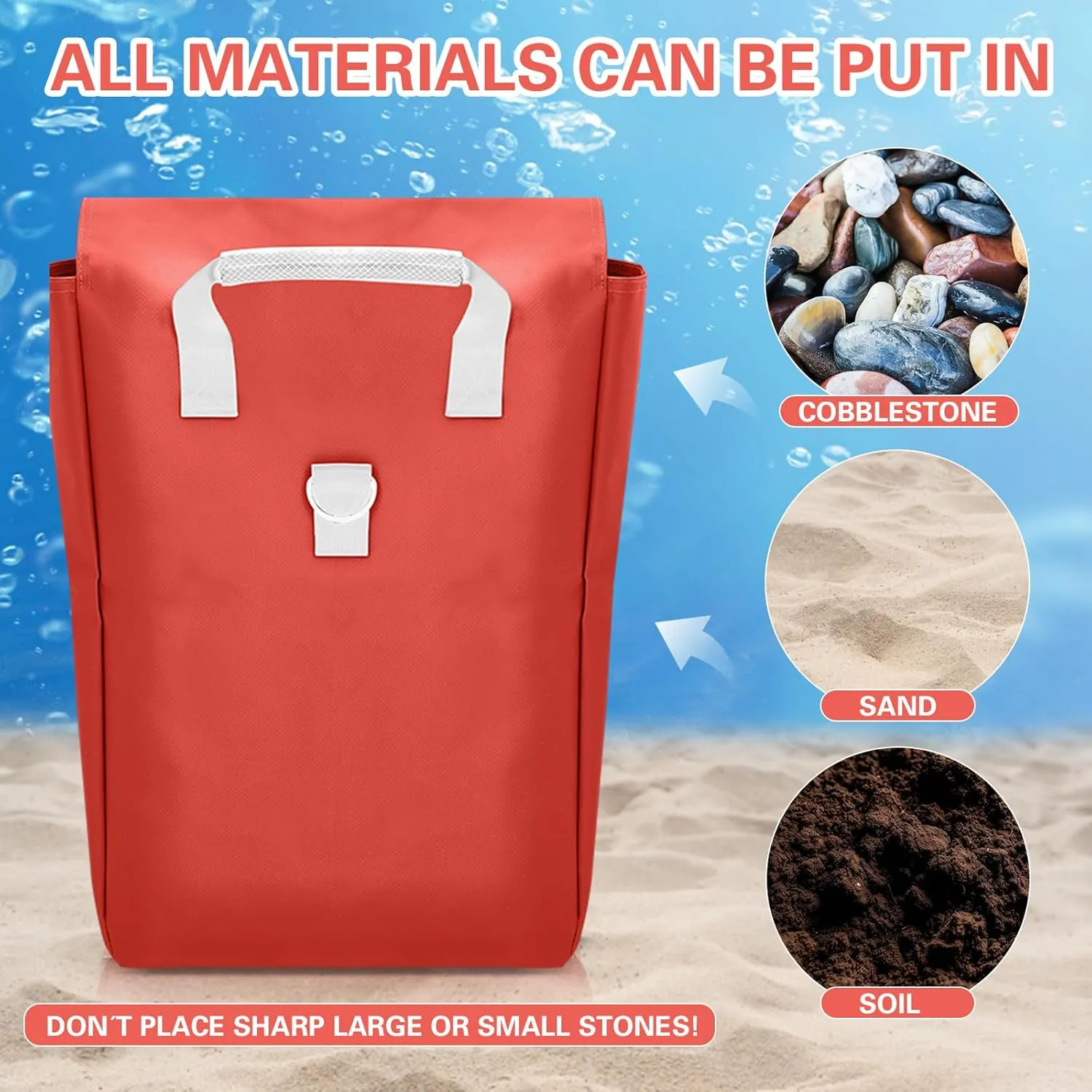4 Pcs Vinyl Sand Bags for Bounce House Inflatable Water Bounce House Sand Bag to Support and Anchor Inflatables Tents Water Slides Canopies, Only Put Sand, Not Stones(17 x 12 Inch, Red)