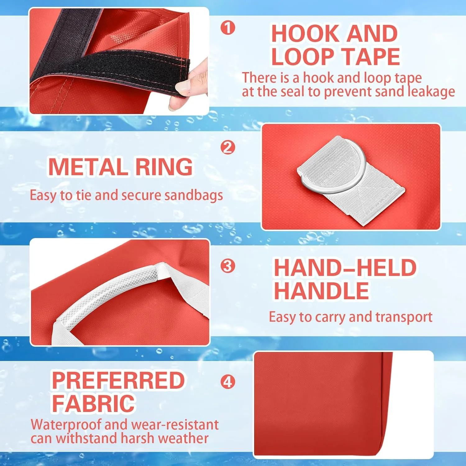 4 Pcs Vinyl Sand Bags for Bounce House Inflatable Water Bounce House Sand Bag to Support and Anchor Inflatables Tents Water Slides Canopies, Only Put Sand, Not Stones(17 x 12 Inch, Red)