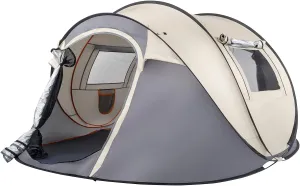 4-Person Pop Up Tent for Camping, Outdoor Beach Shelter, Instant Setup, Spacious 9.2 x 6.6 x 3.9 ft, 5.5 lbs, Family Tent with Vestibules, Mesh Windows, and Wind Ropes