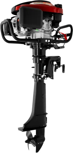 4 Stroke Outboard Motor, 196CC 7HP Air Cooling Long Shaft Fishing Boat Engine 5.1KW Heavy Duty Motorboat Outboard Engine with TCI Ignition System for Inflatable Boats, Canoes, Kayaks