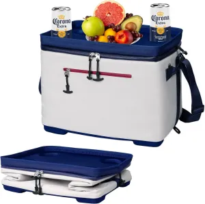 40Can Collapsible Cooler Box, Versatile Insulated Leakproof Cooler Bag with Hard Inserts and 4 Cup Holders, Large Ice Chest for Beach, Travel, Camping, Picnic