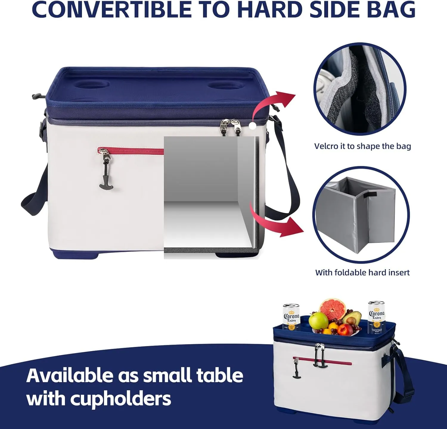 40Can Collapsible Cooler Box, Versatile Insulated Leakproof Cooler Bag with Hard Inserts and 4 Cup Holders, Large Ice Chest for Beach, Travel, Camping, Picnic