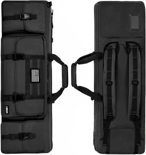 42" Double Rifle Case, Long Double Rifle Gun Bag with 10 Accessory Pockets Padded Handle, Adjustable Shoulder Strap for Outdoor Hunting Shooting, Firearm Transportation