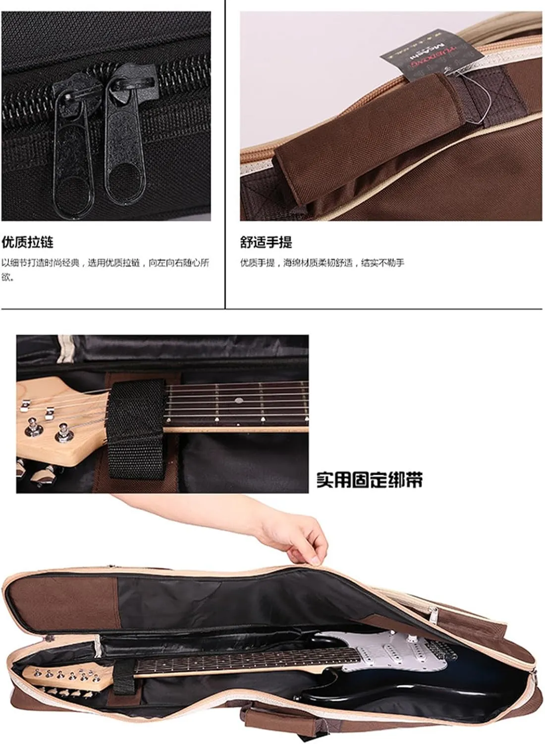 44 in Electric Guitar Bag, 45 in Electric Bass Case, Waterproof Oxford Cloth Guitar Bag, Adjustable Dual Shoulder Straps (Electric Guitar Case-LGray)