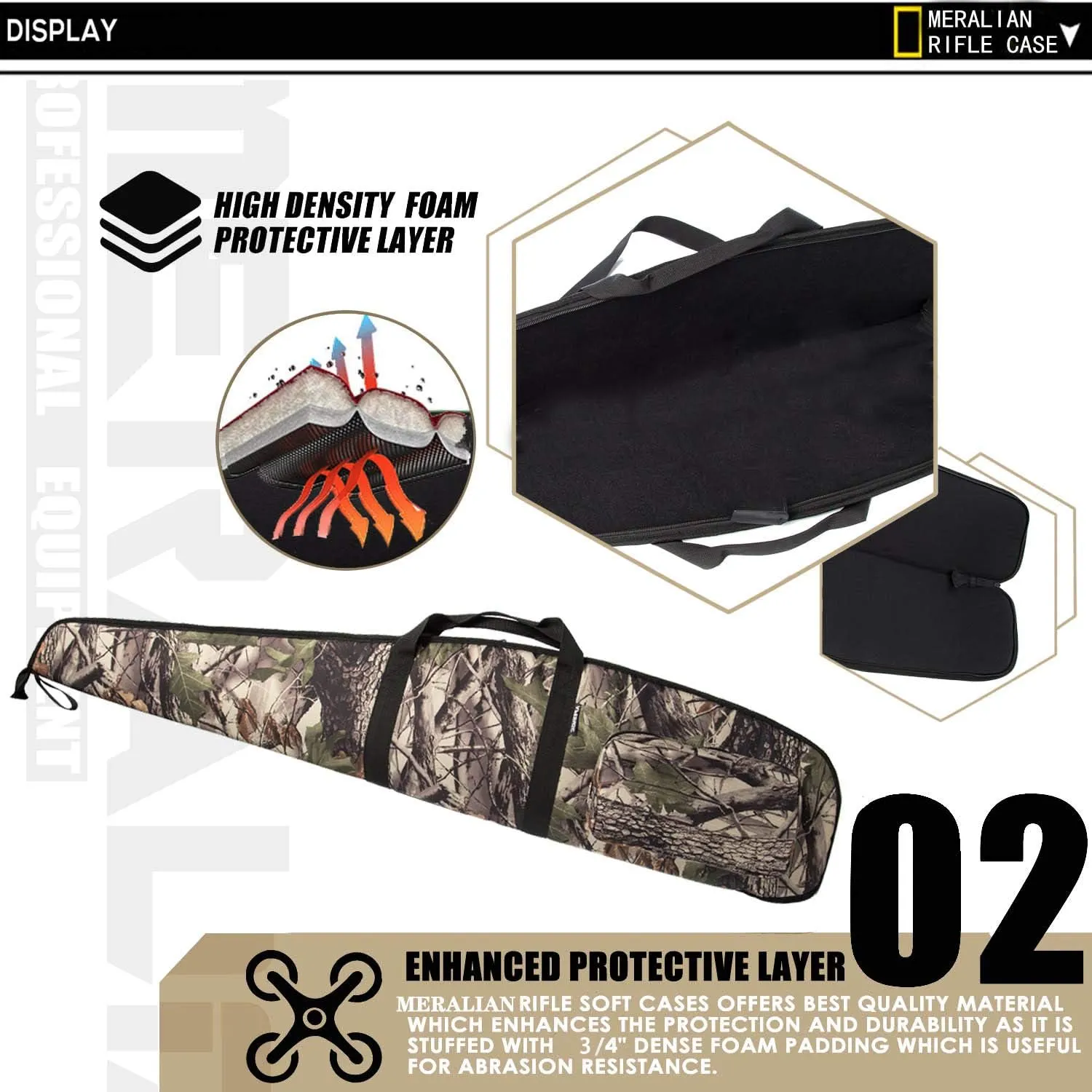44/48/52 Inch Rifle Case,Water-Resistant Shotgun Case with Zipper Pocket for Scoped Rifles.