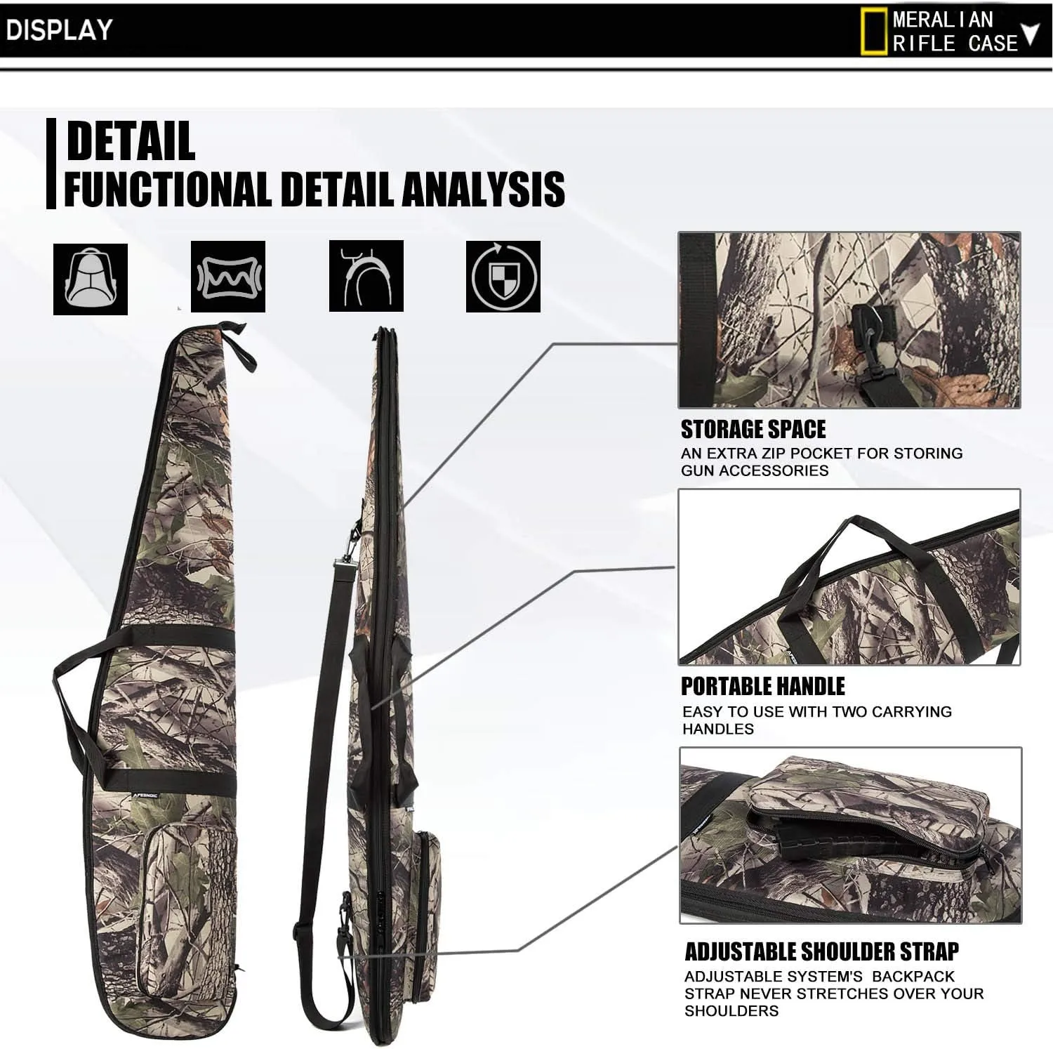 44/48/52 Inch Rifle Case,Water-Resistant Shotgun Case with Zipper Pocket for Scoped Rifles.