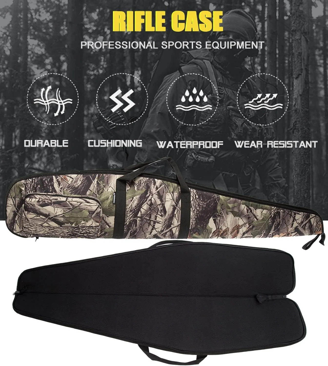 44/48/52 Inch Rifle Case,Water-Resistant Shotgun Case with Zipper Pocket for Scoped Rifles.