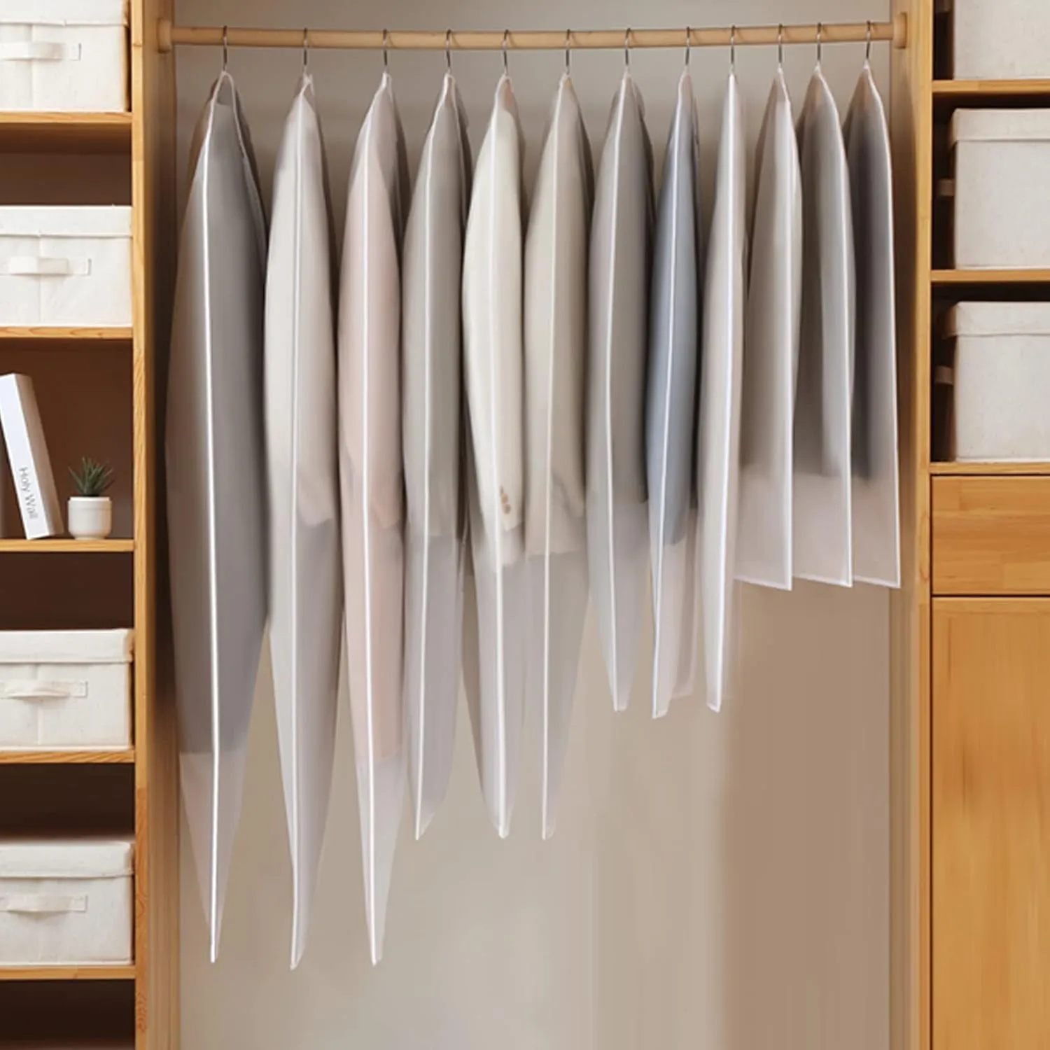 48" Garment Bags for Hanging Clothes, 10 Packs Suit Bags for Closet Storage, Plastic Waterproof Suit Cover Bags with Zipper for Coats, Jackets, Shirts (Set of 10)