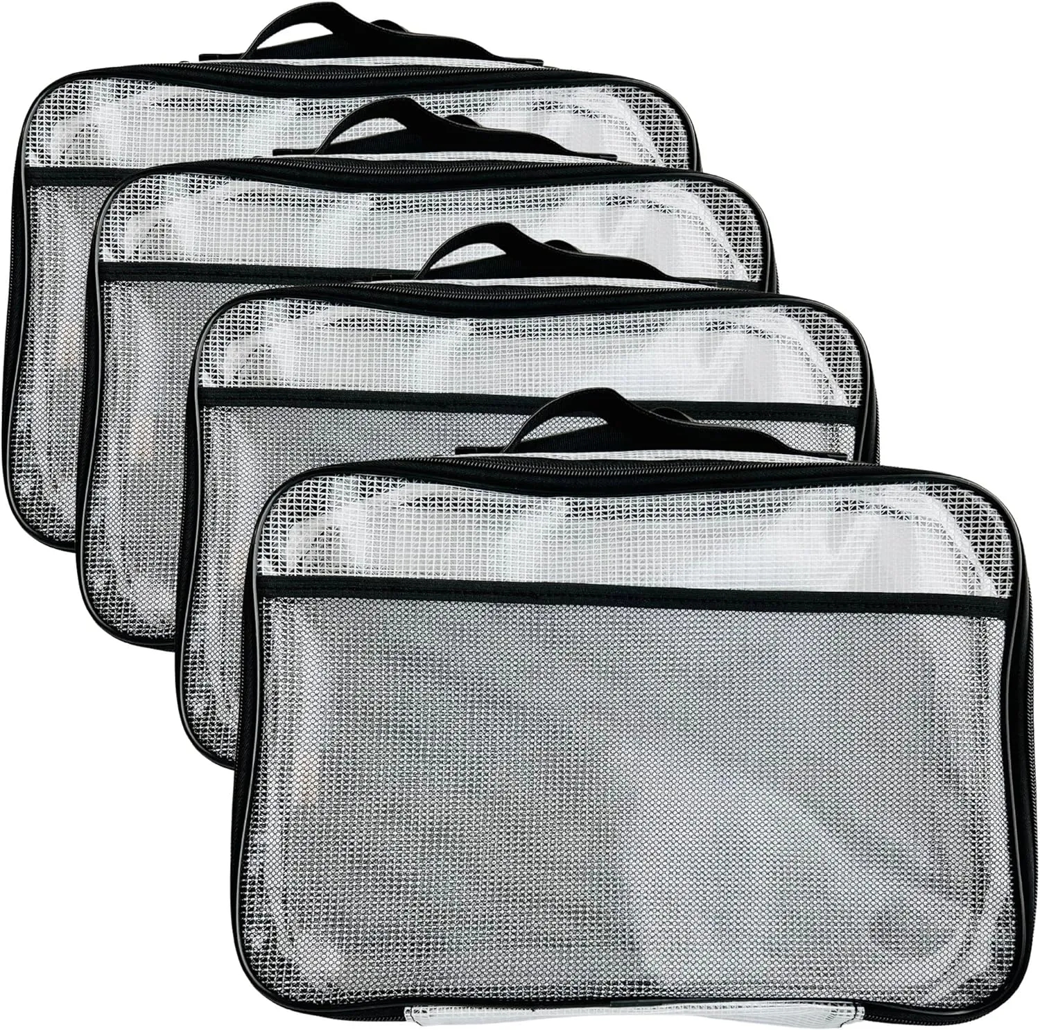 4PC Large Mesh Storage Bag for Board Games, Puzzles, Toys, Supplies, Zippered Bags for Organization Compatible with Legos and Doll Storage (4pc Mesh Bags)
