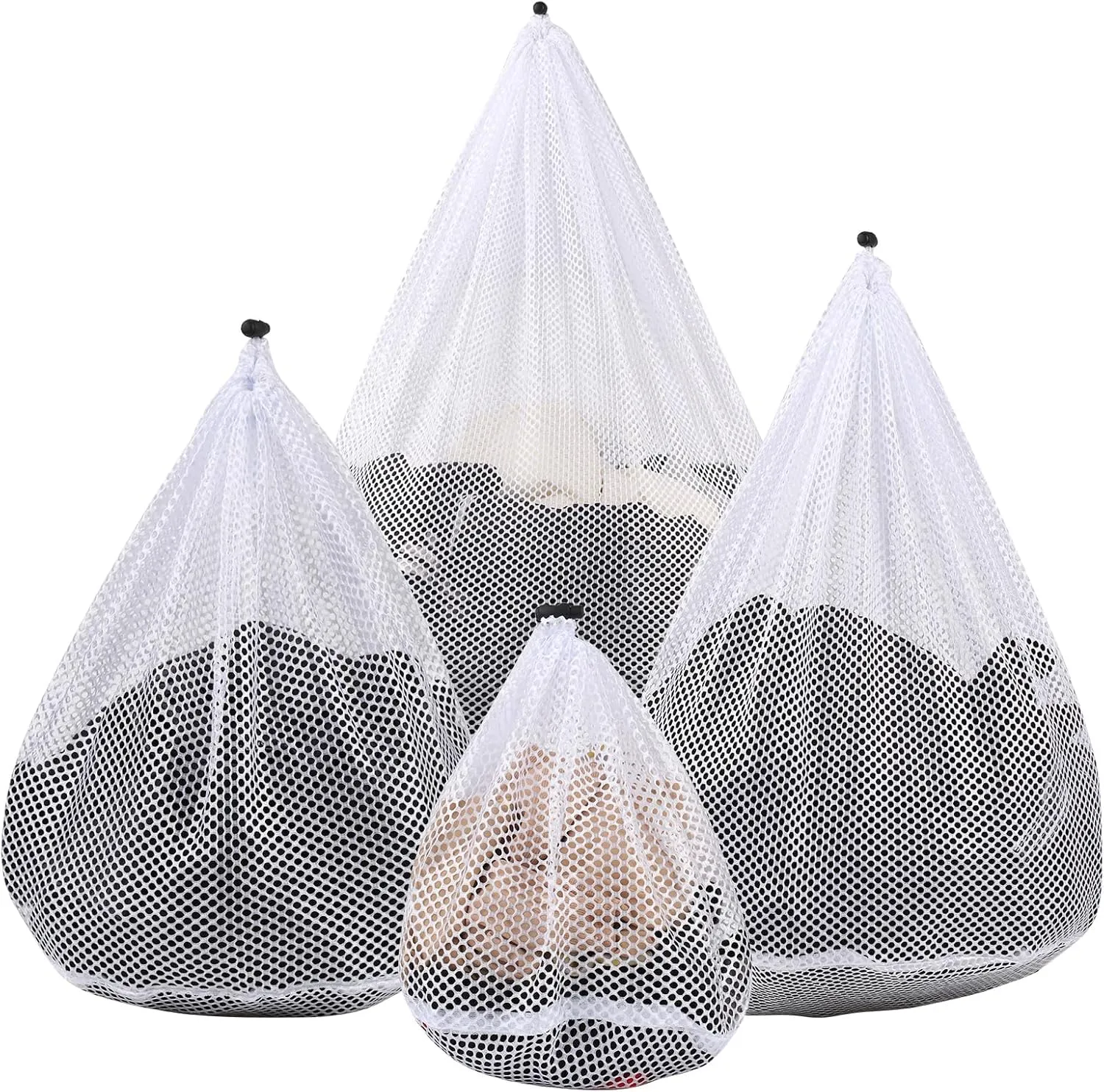 4Pcs Mesh Laundry Bags Washing Machine Mesh Wash Bags for Clothes,Underwear,Lingerie, Bed Linen with Drawstring Closure Sturdy(4 Szie)