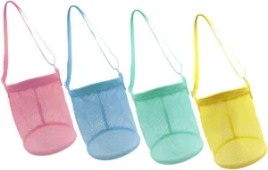 4Pcs Shell Collecting Mesh Bags Lightweight Beach Storage with Zipper for Shells and Swimwear