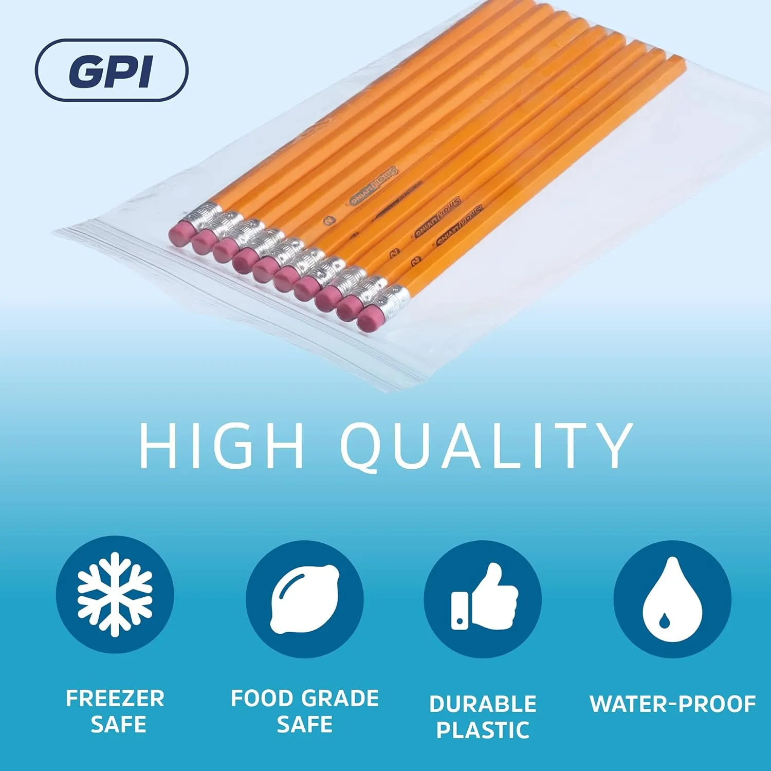 5 x 8 inches, 2Mil Clear Reclosable Zip Bags, case of 1,000 GPI Brand