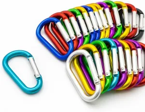 50-Pack 3" Aluminum Carabiner Clips – Spring-Loaded Hooks in Assorted Colors – Keychain, Backpack & Gear Snap Clips for Outdoor Use