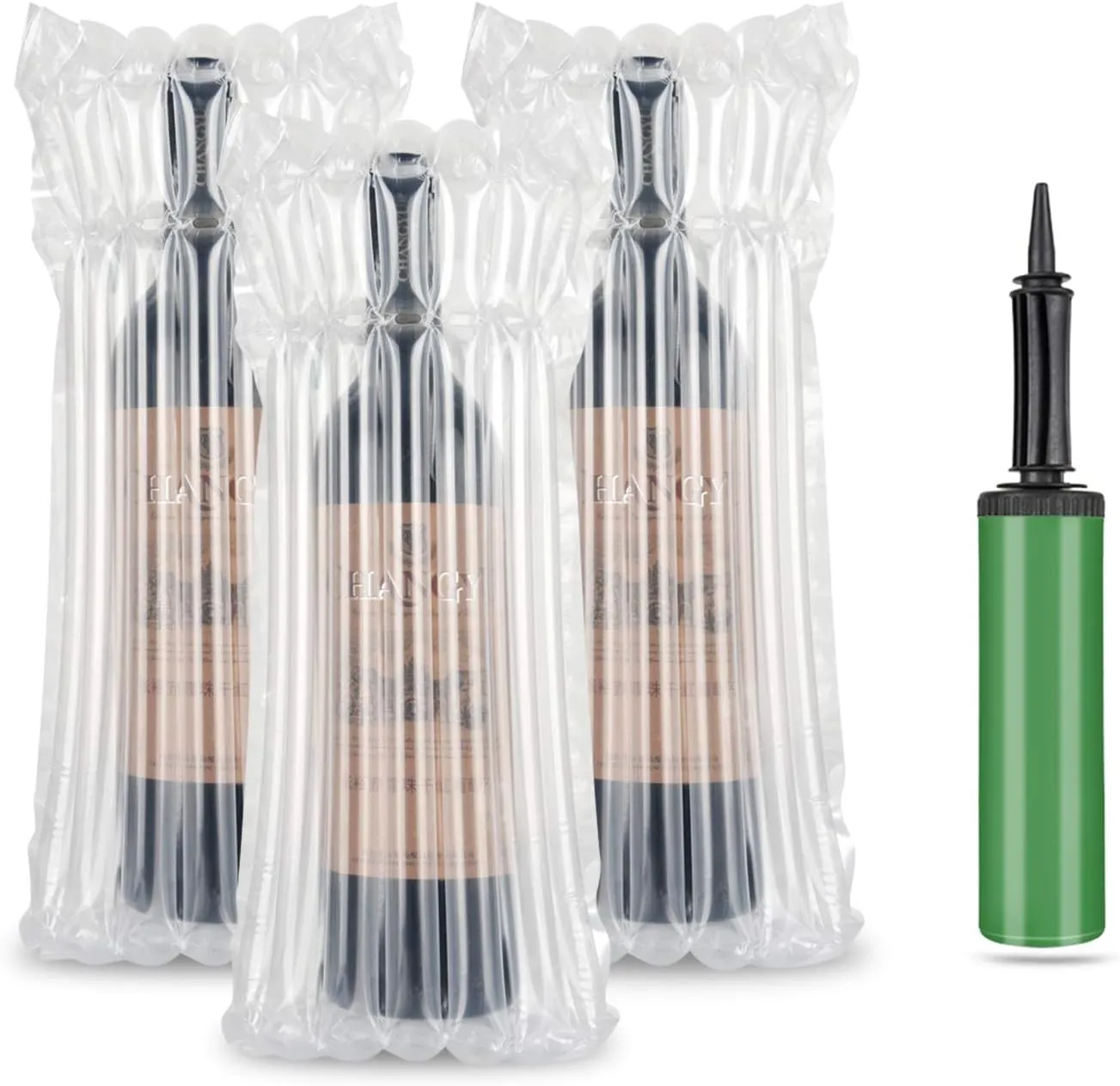 50 Packs Wine Bottle Protector, LIVEBAY Inflatable Bags for Wine, Glass bottle protection, Inflatable Air Column Cushion Bags with Pump for Safe Transportation of Glass Bottles in Airplane Cushioning