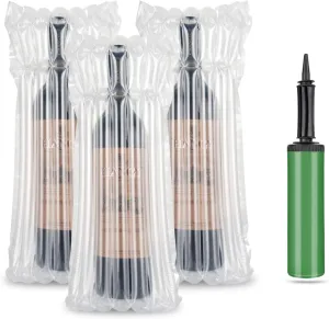 50 Packs Wine Bottle Protector, LIVEBAY Inflatable Bags for Wine, Glass bottle protection, Inflatable Air Column Cushion Bags with Pump for Safe Transportation of Glass Bottles in Airplane Cushioning