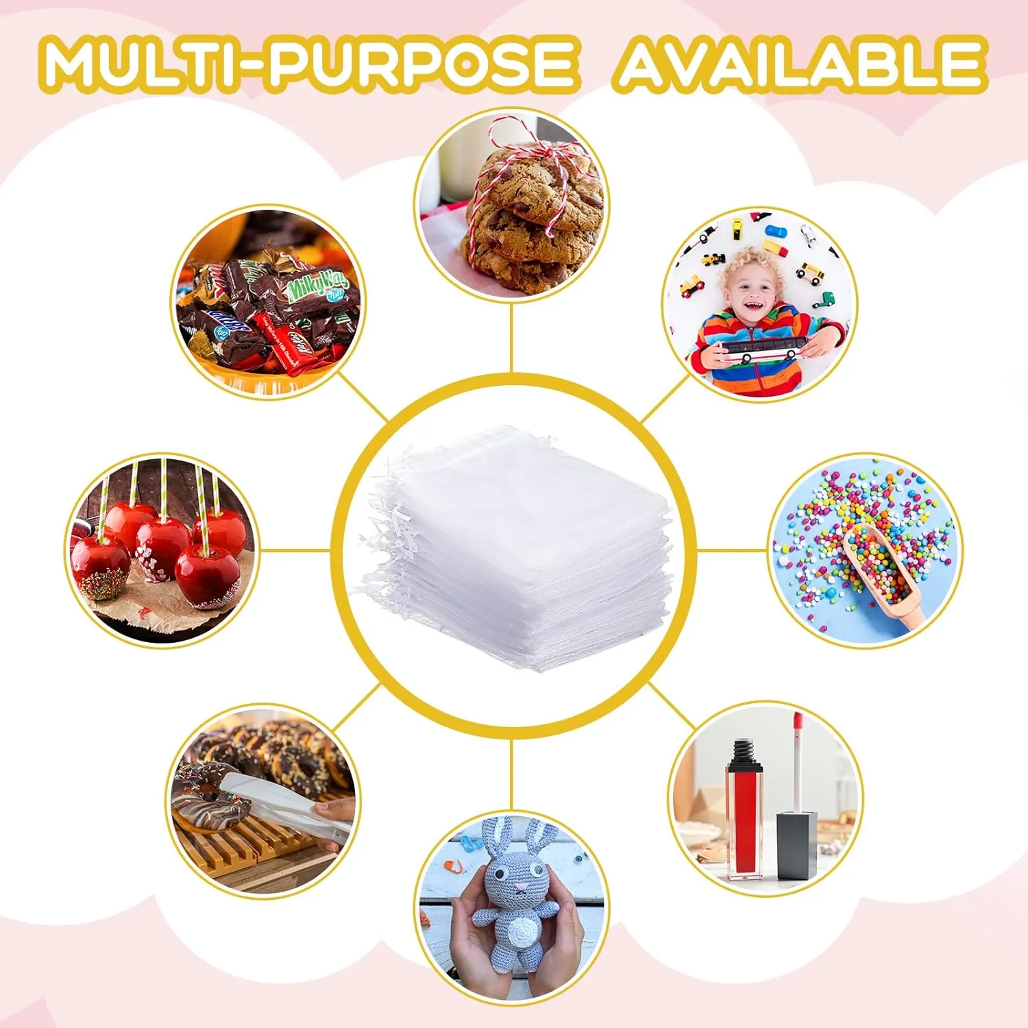 500 Pcs Organza Gift Bags Jewelry Small Mesh Drawstring Sachet Wedding Favor Bracelet Bags for Packaging Jewelry Pouches Small Gifts(5 x 7 Inch,White)