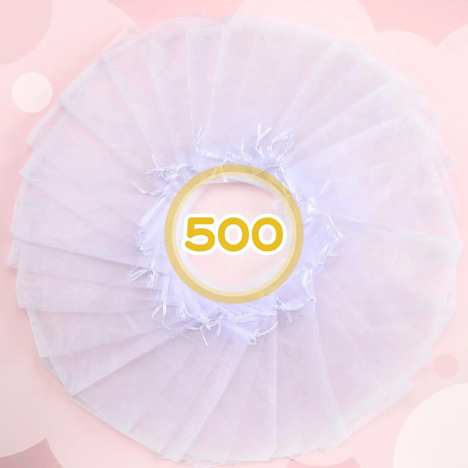 500 Pcs Organza Gift Bags Jewelry Small Mesh Drawstring Sachet Wedding Favor Bracelet Bags for Packaging Jewelry Pouches Small Gifts(5 x 7 Inch,White)