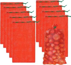 50pcs 20” x 14” Extra Large Mesh Produce Bags, 33 lbs Onion Washable Net Bags，Reusable Vegetable Storage, Pack of 50 (Bright Red, Compact Size - 33 lbs)