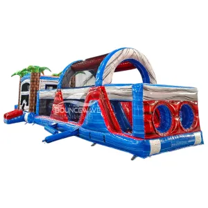 56.5ft Baja 2-Piece Obstacle Bounce House with Slide (Wet/Dry)
