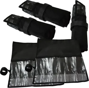 5pcs Fishing 6-Pocket Roll-up Trolling Tackle Storage Jig Bait Lures Bags - Black