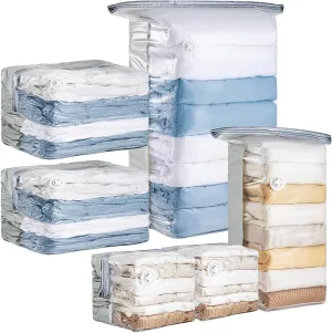 6 Pack Vacuum Storage Bags, Cube Combo (3 Jumbo 3 Medium), Vacuum Seal Bags for Clothing, Bedding, Blanket, Space Saving Closet Organization