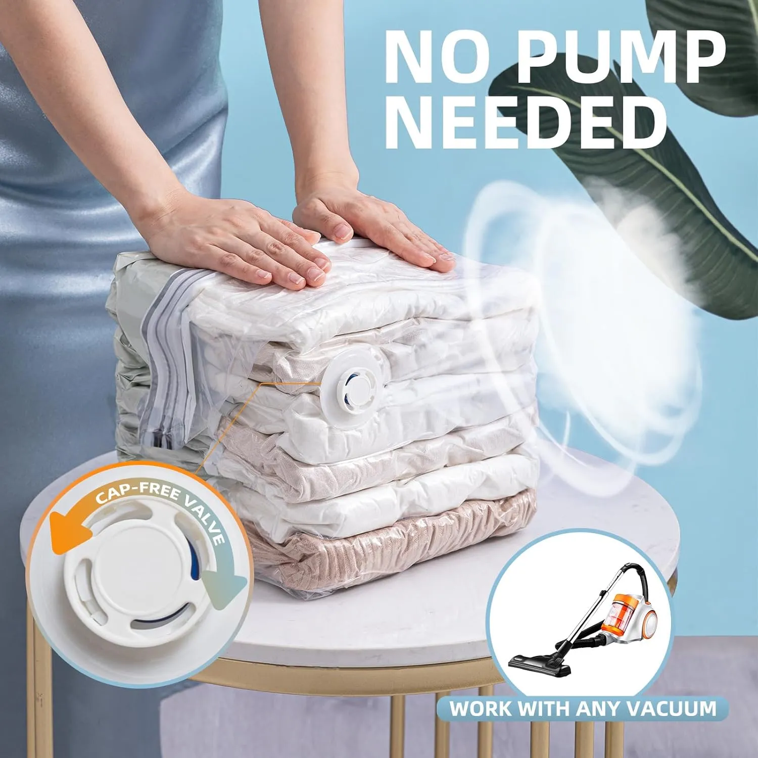 6 Pack Vacuum Storage Bags, Cube Combo (3 Jumbo 3 Medium), Vacuum Seal Bags for Clothing, Bedding, Blanket, Space Saving Closet Organization