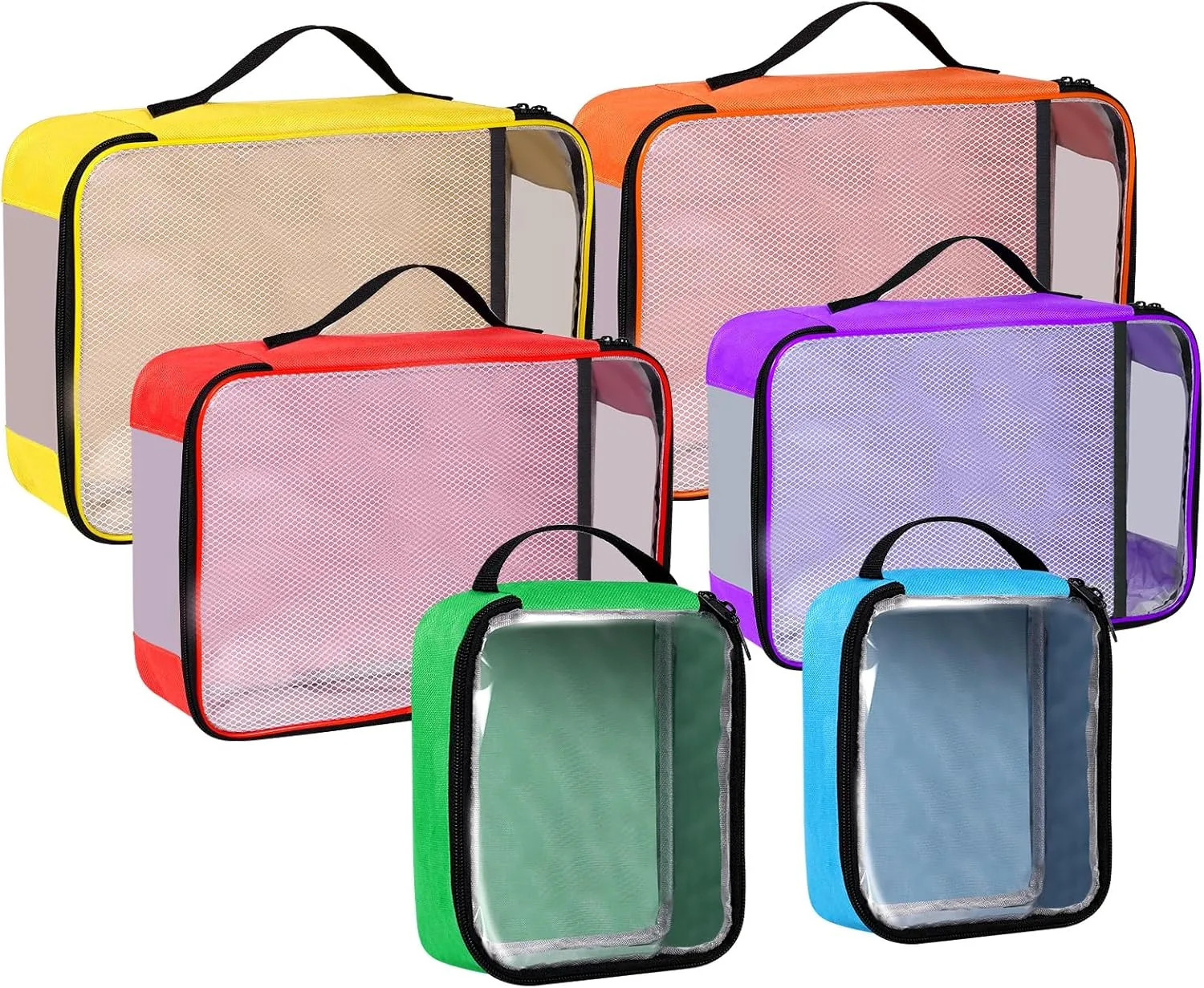 6 Packs Toy Storage Bags with Zipper, Clear PVC Organizing Bags,Waterproof Toy Storage Bags,Toy Organizing Bags for Building Blocks, Books, Puzzle
