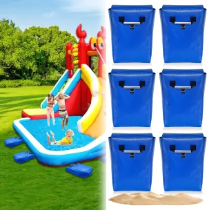 6 Pcs Sturdy Outdoor Toy Sandbags with Handle, 50lb Capacity, 6-Pack - Safely Secure Inflatable Bounce Houses, Water Slides, and Tents，Blue
