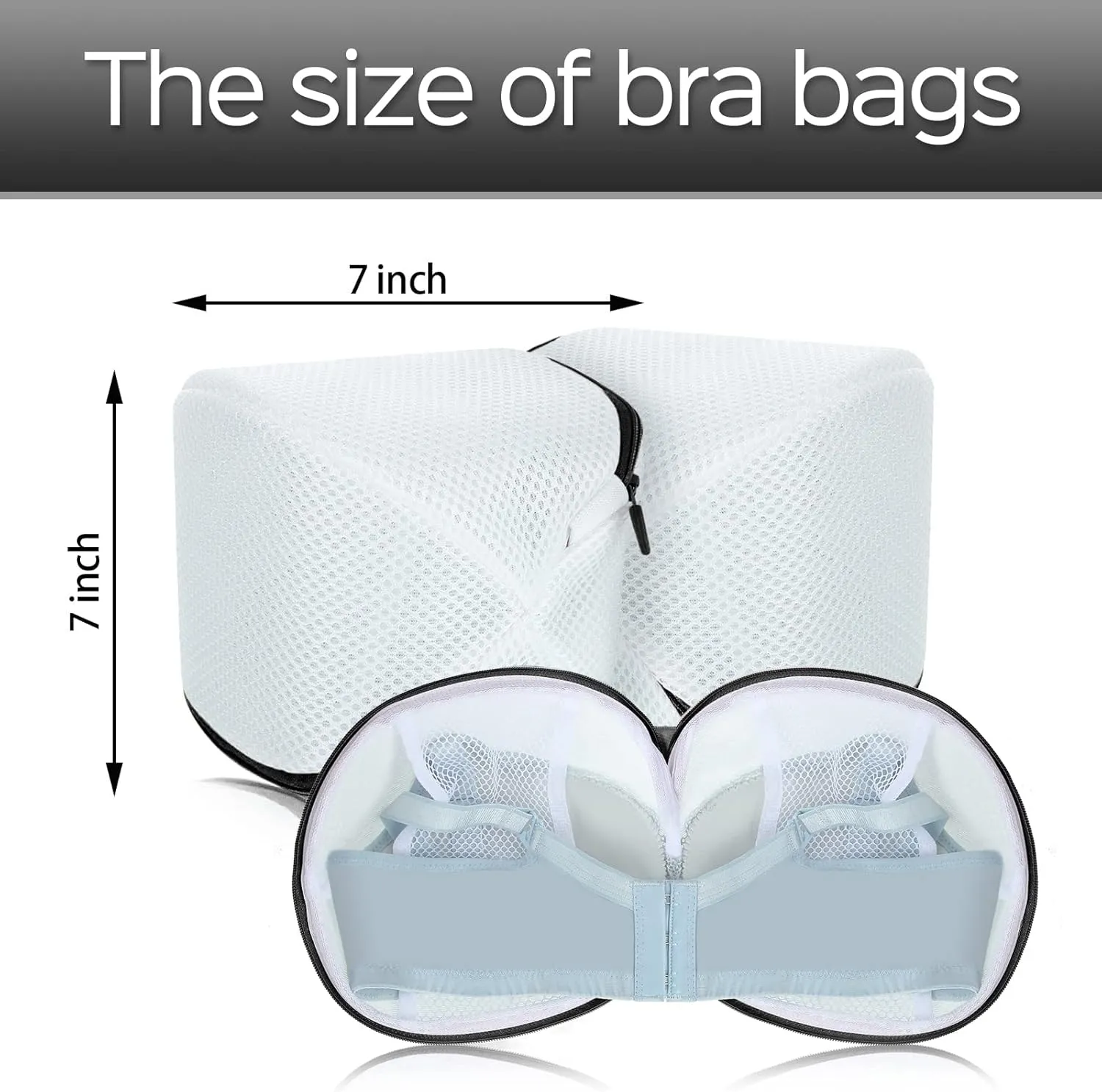 6 Pieces Bra Washing Bag for Laundry Mesh Wash Lingerie Underwear Brassiere Washing Bags with Zipper for Women Laundry Storage(Black)