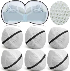 6 Pieces Bra Washing Bag for Laundry Mesh Wash Lingerie Underwear Brassiere Washing Bags with Zipper for Women Laundry Storage(Black)