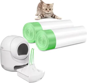 60 Count Cat Litter Bags with Drawstring, Durable Pet Pan Liners, Extra Replacement Waste Bags, 22" x 12