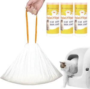 60 Count Cat Litter Box Liner Bags, 21" x 11" Disposable Portable Cat Litter Waste Receptacles Bags Compatible with PETKIT PuraX PuraMax PuraMax2 Self-Cleaning Litter Box