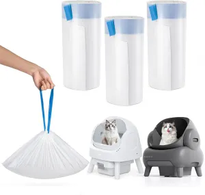 60 Pack Cat Litter Bags Liners for Neakas M1 and Pet Pivot Autoscooper 11 Open-Top Self-Cleaning Cat Litter Box, Heavy Duty 3 Mil Thickness Drawstring Leak-Proof Replaced Waste Bags, 27.17" x 13"