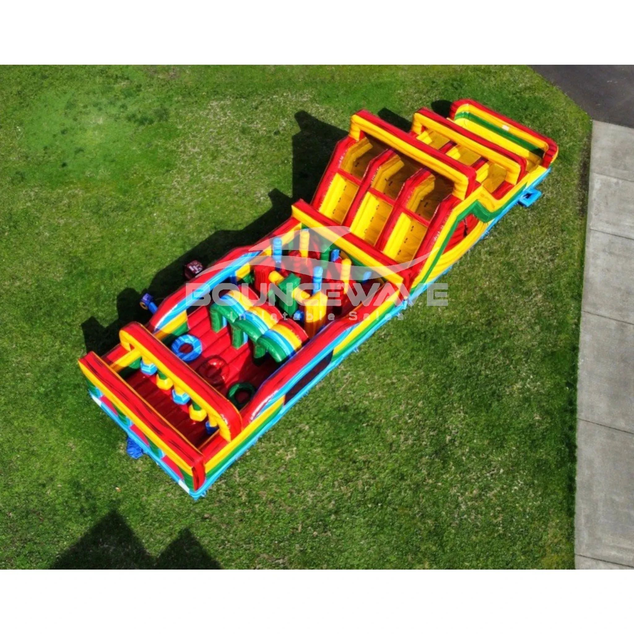 62ft Euro Marble Triple Lane 2-Piece Wet/Dry Inflatable Obstacle Course