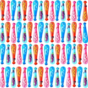 64 Pack 18 Inch Inflatable Baseball Bats Blow Up Baseball Bat Baseball Bat Toy Inflates for Carnival Birthday Swimming Pool Baseball Party Favors