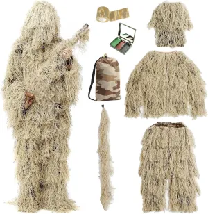 7-in-1 Ghillie Suit, 3D Camouflage Hunting Gear for Adults/Youth & Kids - Perfect for Outdoor Hunting Halloween Costumes
