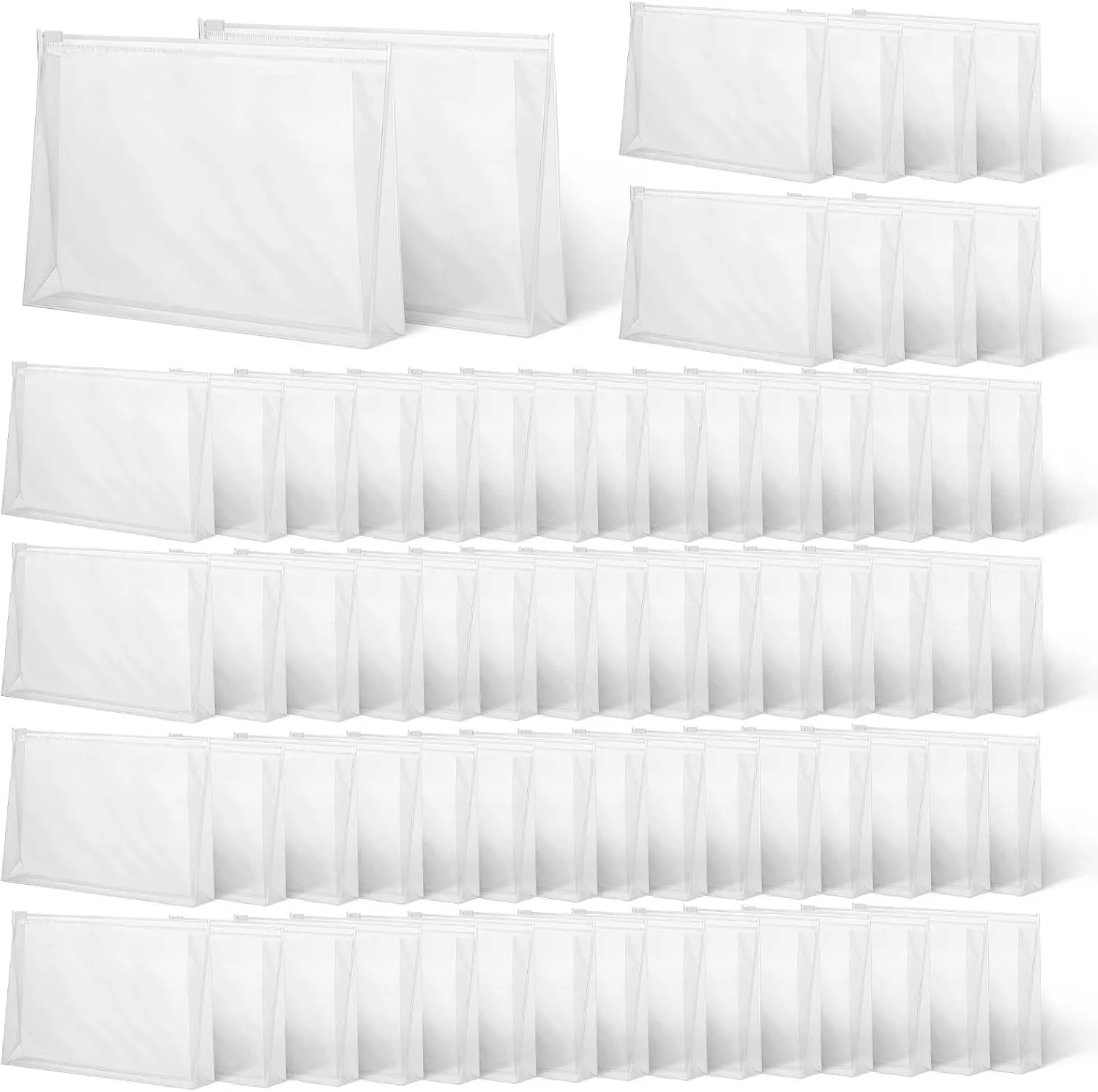 70-Pack Mini Clear Makeup Bag Organizer Pouches - Small PVC Waterproof Cosmetic Bags with Zippers - Plastic Travel Toiletry Bags for Makeup and Accessories