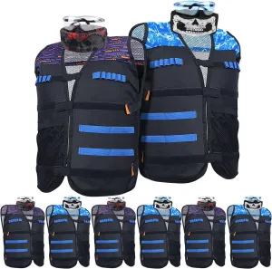 8 Pack Tactical Vest Kits Fit for Nerf Guns N-Strike Elite Series for Kids Birthday Toy Gun Wars, Basement or Backyard Games, Birthday Party Supplies with Kids Vests, Face Masks, Protective Glasses