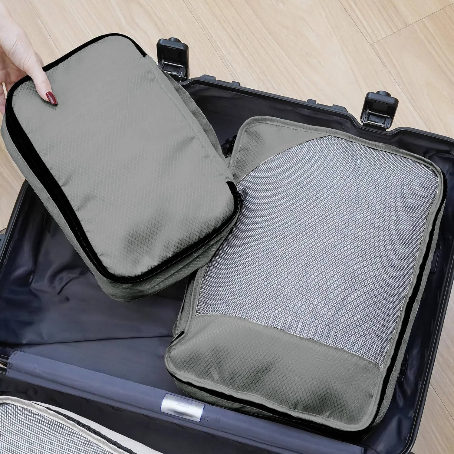 8 Set Packing Cubes for Travel Women Men Kids, Mesh Suitcase Organizer Bags Set for Luggage, 4 Sizes Extra Large, Large, Medium, Small, Travel Camping Essentials Accessories, Avocado Green