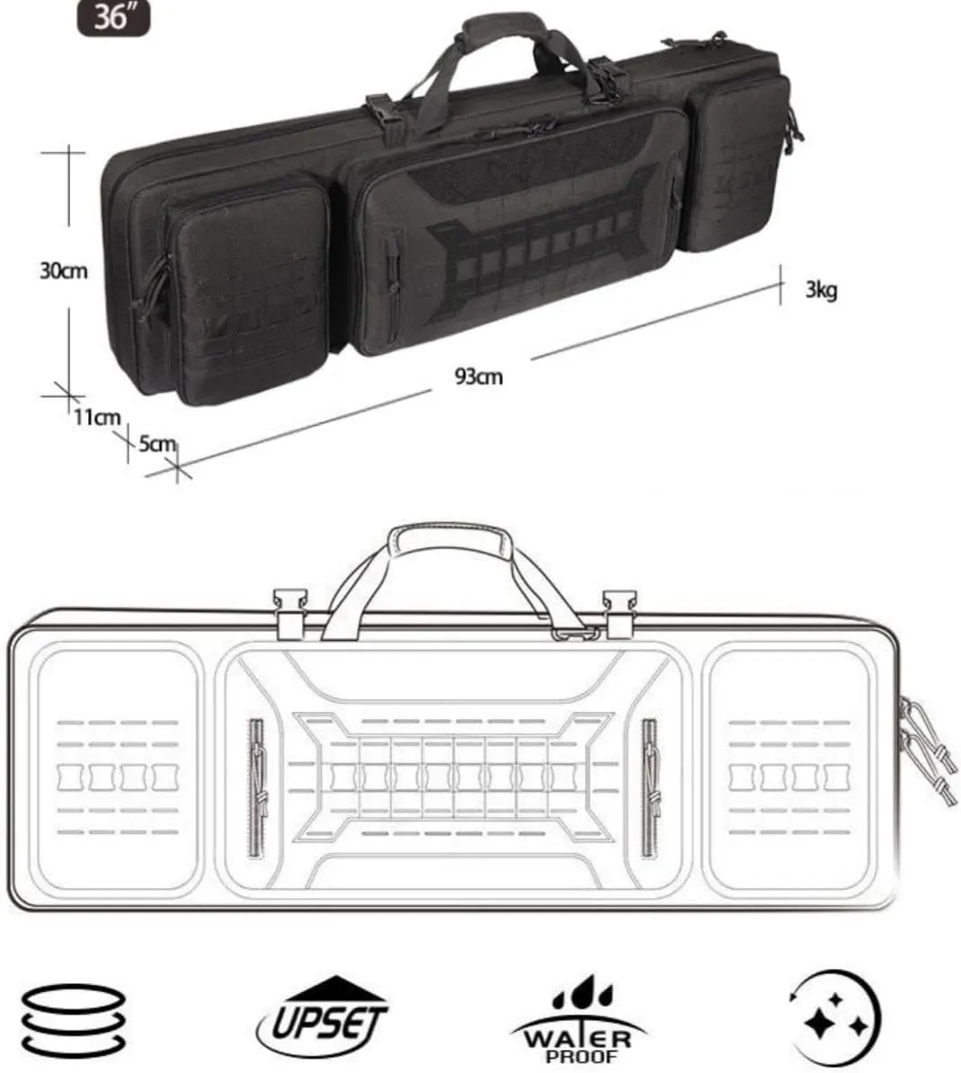 93cm Tactical Hunting Gun Bag Hard Shell Long Backpack for Paintball Military Shooting Gun Case Rifle Bag