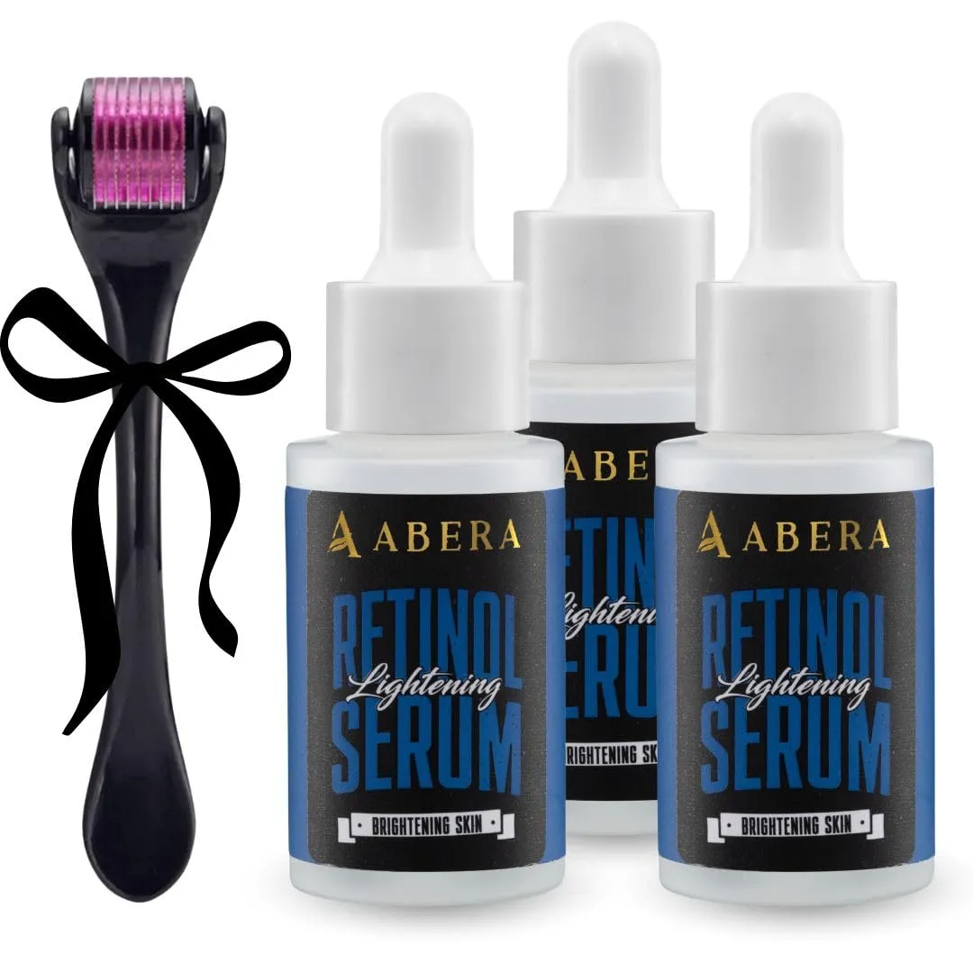 Abera Men Retinol Serum, Reduces Dark Spots, Melasma, Wrinkle & Eye Bag, Hydrating and Smoothing Formula for Men with Niacinamide 5% & Retinyl, Anti-Aging Effect (Set 3   Gift)