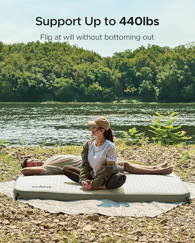 ACACIA 4" Thick Self Inflating Sleeping Pad with Foam, Innovative Y-Shaped Telescopic Structure, Ultraportable Camping Air Mattress with Pump Sack, Outdoor Compact Sleep Bed for Travel Tent Car