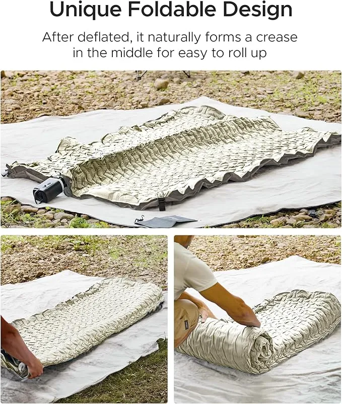 ACACIA 4" Thick Self Inflating Sleeping Pad with Foam, Innovative Y-Shaped Telescopic Structure, Ultraportable Camping Air Mattress with Pump Sack, Outdoor Compact Sleep Bed for Travel Tent Car