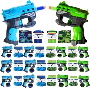 Accessories for Nerf Party Supplies, Nerf Party Favors - 12 Sets. Boys Birthday, War Bulk Pack. Mini Guns, Darts, Glasses, Masks, Wristbands