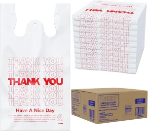 ACYPAPER, Thank You T-Shirt Bags (1000 Count), Plastic - T-Shirt Plastic Bags in Bulk - (11" x 6" x 21") White/Thank You - Bulk Shopping Bags, Restaurant Bag - 1/6 Barrel