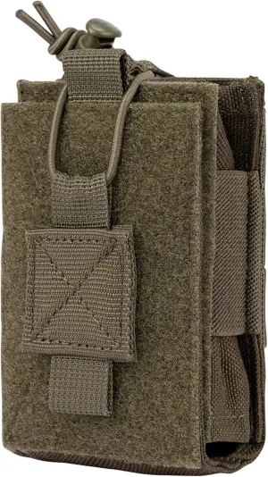 Adjustable Radio Pouch MOLLE Radio Holder for Tactical Duty Belt Two Ways Radio Holster Walkie Talkies Case Rifle Mag Carrier 5.56mm 7.62mm Magazine Nylon Carry Bag for Police Security Rescue
