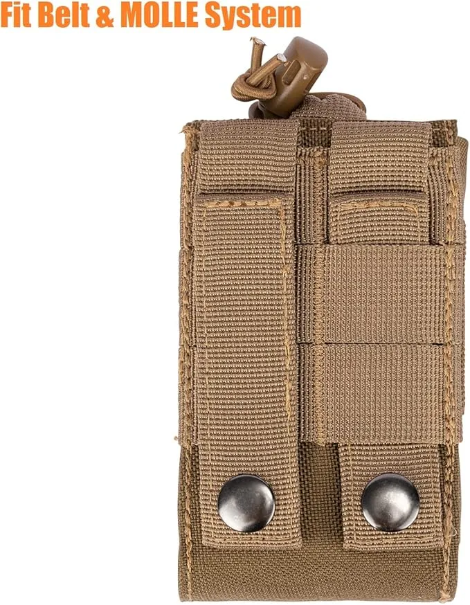 Adjustable Radio Pouch MOLLE Radio Holder for Tactical Duty Belt Two Ways Radio Holster Walkie Talkies Case Rifle Mag Carrier 5.56mm 7.62mm Magazine Nylon Carry Bag for Police Security Rescue