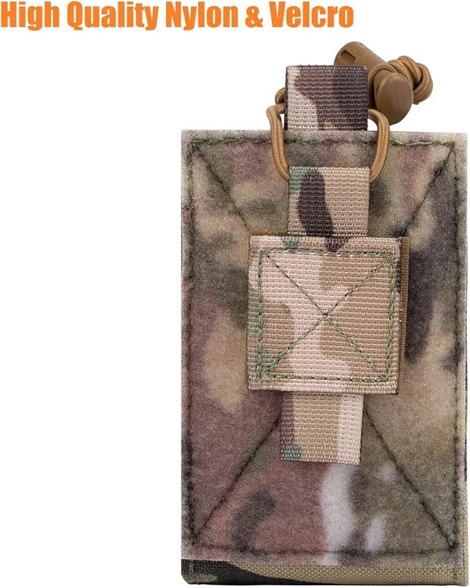 Adjustable Radio Pouch MOLLE Radio Holder for Tactical Duty Belt Two Ways Radio Holster Walkie Talkies Case Rifle Mag Carrier 5.56mm 7.62mm Magazine Nylon Carry Bag for Police Security Rescue